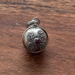 Sterling Silver Harmony Ball Pendant with Amethyst Gemstones